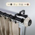 Kd Encimera 1 in. Lyla Double Curtain Rod with 28 to 48 in. Extension, Black KD3736801